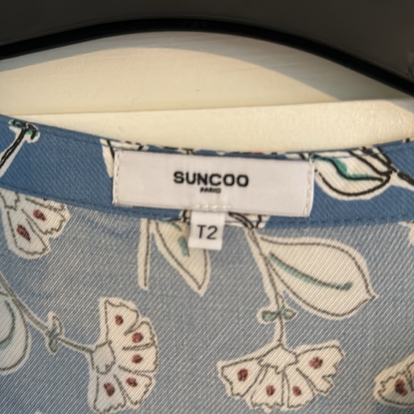 Suncoo blue floral cropped blouse size t2 - Picture 2 of 7